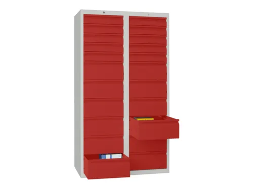 ladekast,HxBxD 1800x1000x500mm,22lade(n),RAL7035,front RAL3000