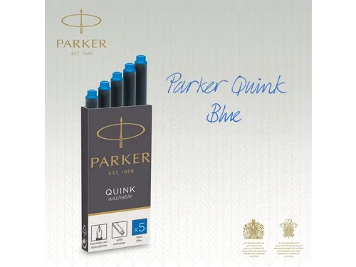 Inktpatroon Parker Quink uitwasbaar blauw blister à 5 stuks
