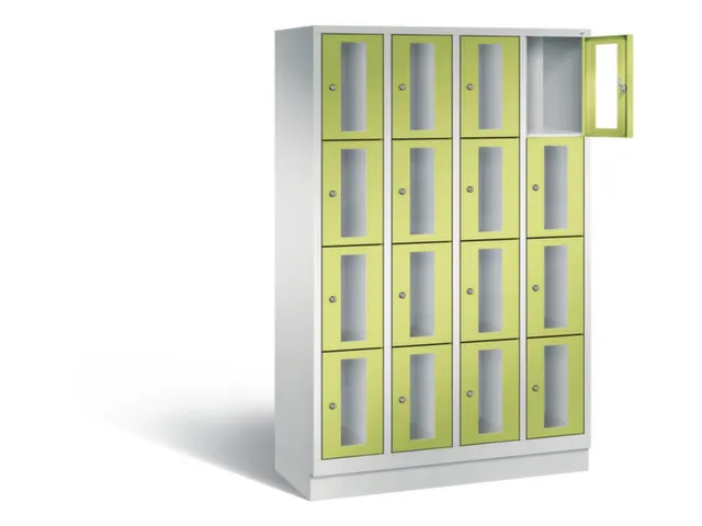 Lockerkast 1800x1190x500mm 4x4 vakken Cilinderslot, Sokkel, RDS1108060