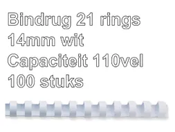 Bindrug Fellowes 14mm 21-rings A4 wit 100stuks