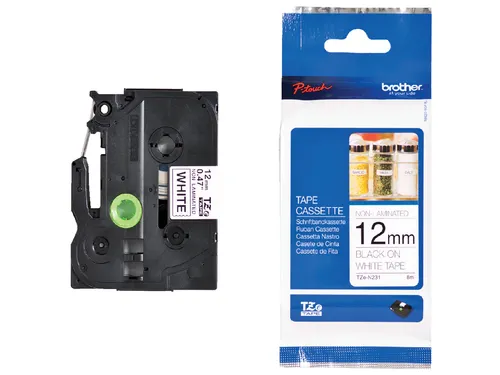 Labeltape Brother P-touch TZe-N231 ongelamineerd 12mm zwart op wit