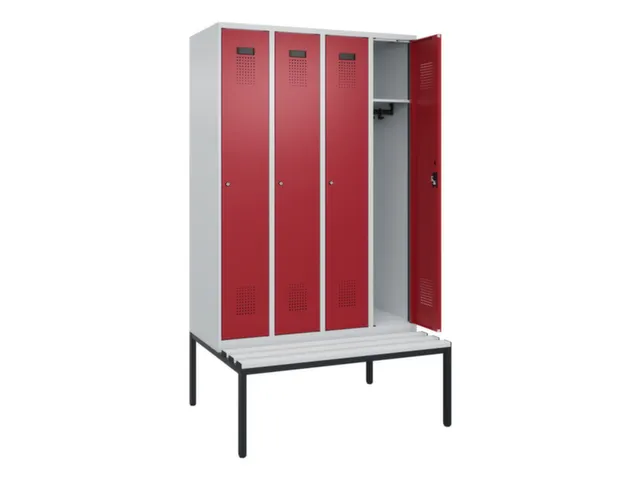 locker met bank,HxBxD 2120x1200x815mm,4vak,vak B 300mm,cilinderslot