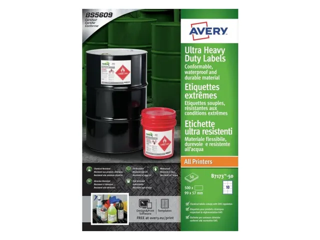 Etiket Avery B7173-50 99x57mm polyethyleen wit 500 stuks