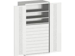 systeemkast HxBxD 2000x1050x650mm 3xStalen bodem 9laden Ral7035