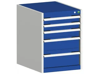 ladekast HxBxD 700x525x525mm 5laden romp RAL7035 front RAL5010 - 1