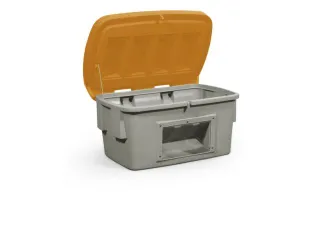 strooigoedbak,1000l,HxBxD 960x1800x1350mm,PE,grijs,deksel oranje - 1