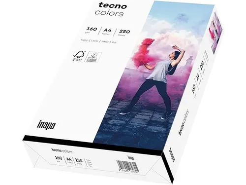 Inapa Tecno colors Gekleurd papier A4 Wit 160 gram 250 vel