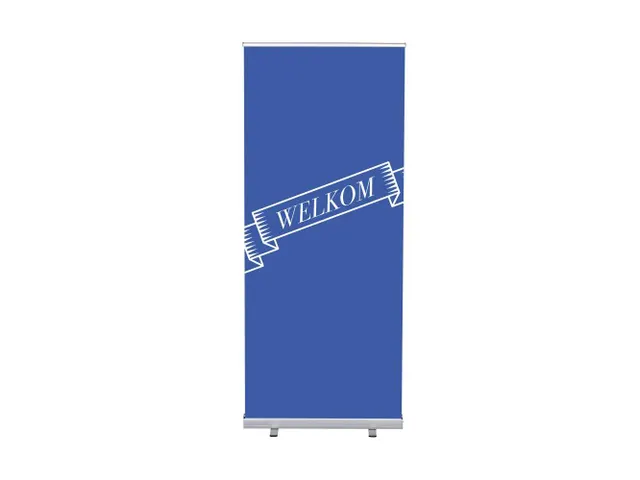 Roll-Banner 85x200 complete set met print "Welkom" Blauw