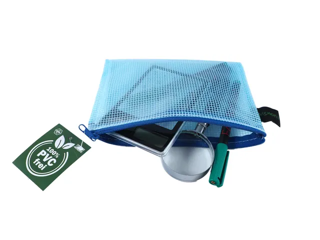 etui A6 PVC-vrij blauw transparant met ritssluiting