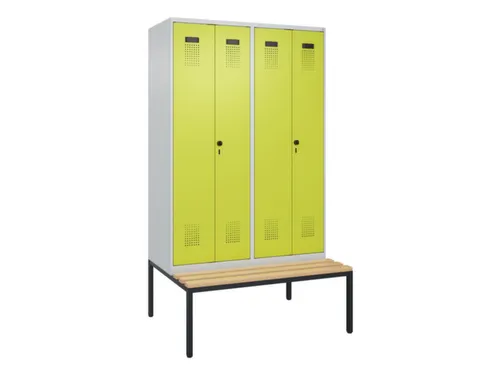 locker met bank,voor scheiding van kleding,HxBxD 2120x1200x815mm,4vak
