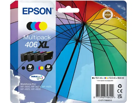 C13T17H64010 EPSON 406XL WF Inkt cmyk HC 4x1200pag 19,1/3x12,5ml