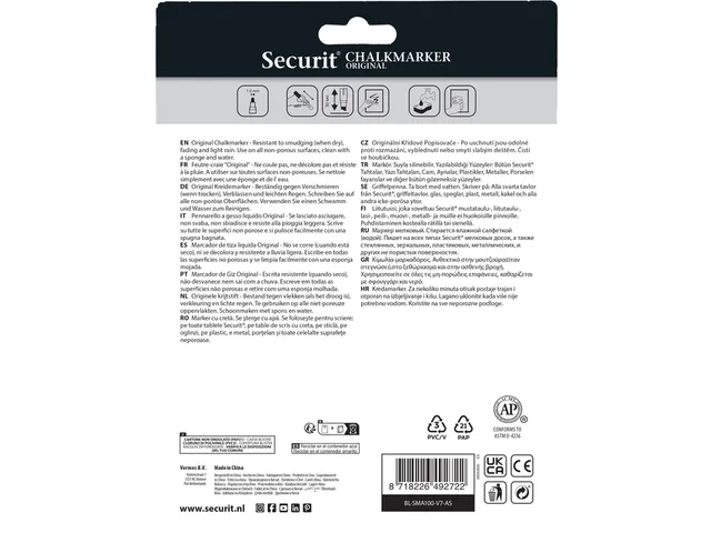 Krijtstift Securit Sma-100 Rond 1-2mm Assorti 7 Stuks