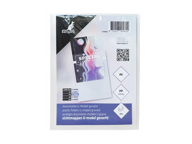 pochette-u A6 PP 120mµ transparent nervuré