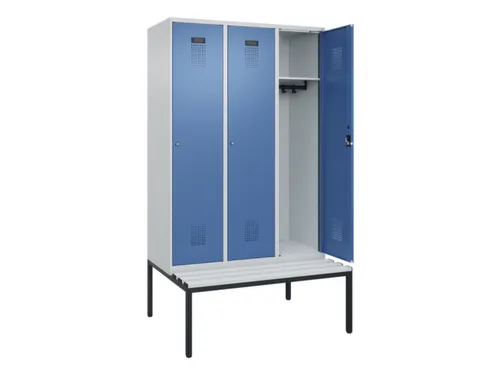 locker met bank,HxBxD 2120x1200x815mm,3vak,vak B 400mm,cilinderslot