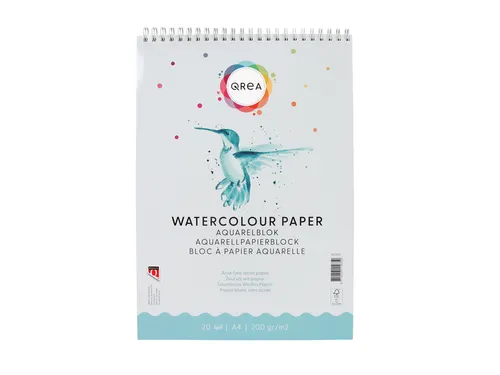 Aquarelblok Qrea A4 20 vel 200gr spiraal