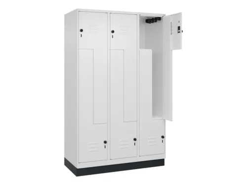 Z-garderobekast,HxBxD 1950x1200x500mm,vak B 200/400mm,draaigrendel