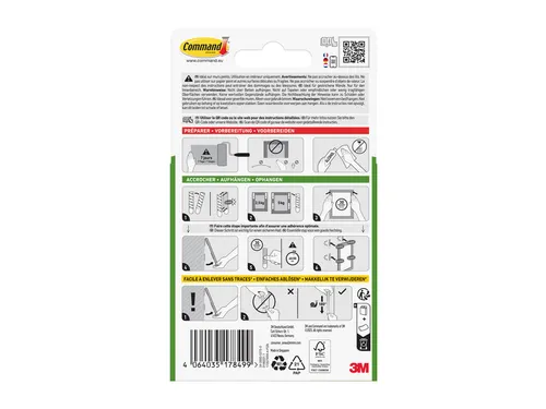 Bevestigingsstrip Command klik vast smal 5,4kg wit