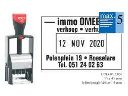 Woord-datumstempel Colop 2360 +bon 30x45 5regels zwart