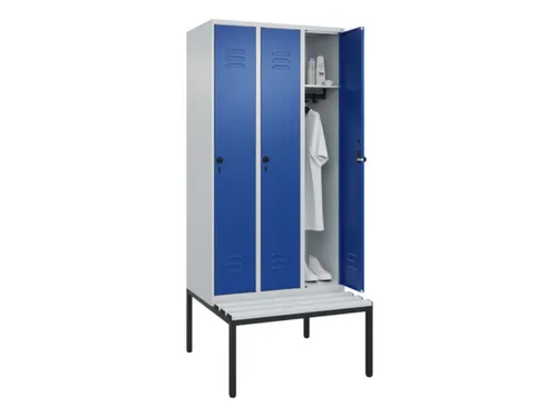 locker met bank,HxBxD 2120x900x815mm,3vak,vak B 300mm,draaigrendel