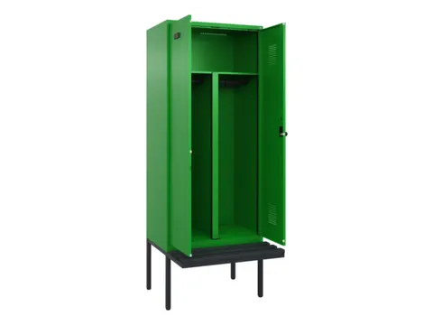PBM-locker met bank,HxBxD 2120x800x815mm,2vak,vak B 400mm,draaigrendel