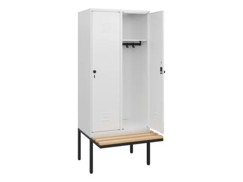 locker met bank,HxBxD 1950x800x815mm,2vak,vak B 400mm,draaigrendel