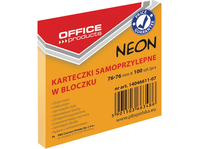 memoblok Neon ft 76x76mm 100 vel oranje