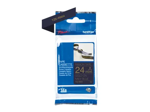 Brother TZe-RN54 stoflint goud op marineblauw - breedte 24 mm, lengte