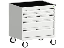 ladekast verrijdbaar 880x800x650mm 5laden RAL7035 front RAL7035