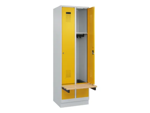 locker met bank,HxBxD 1950x600x815mm,2vak,vak B 300mm,cilinderslot
