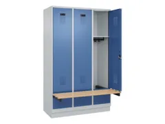 locker met bank,HxBxD 1950x1200x815mm,3vak,vak B 400mm,cilinderslot