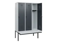 locker met bank,HxBxD 1950x1200x815mm,3vak,vak B 400mm,draaigrendel