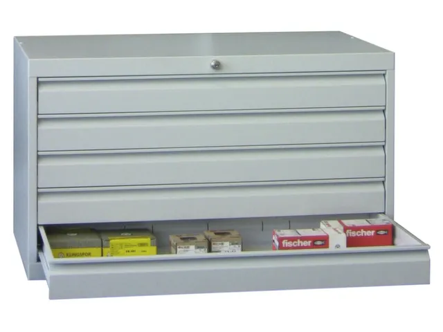 ladekast 600x1023x600mm 5laden cilinderslot RAL7035 front RAL7035