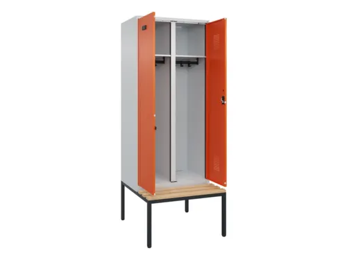 locker met bank,voor scheiding van kleding,HxBxD 2120x800x815mm,2vak