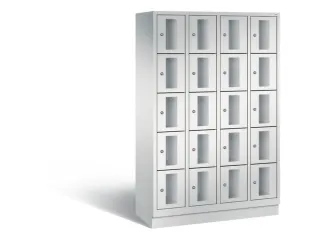 Lockerkast 1800x1190x500mm 4x5 vakken Cilinderslot, Sokkel, RAL7035 - 2