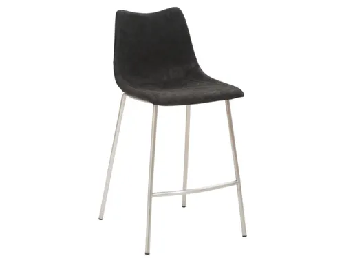 Barkruk mySOLO 4-poten RVS met Zitting kunstleder Vintage Zwart