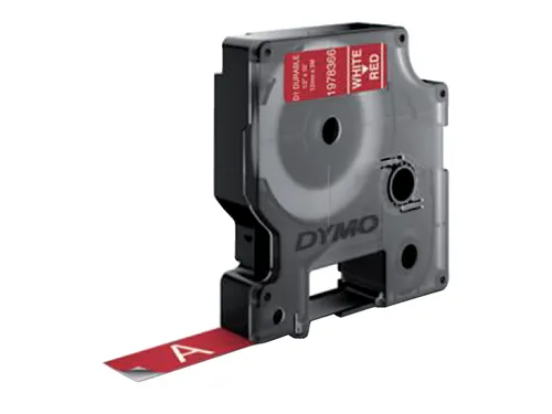 Labeltape Dymo D1 1978366 12mmx3m wit op rood