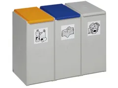 Afvalverzamelaar 3-voudig moduul HxBxD 570x760x405mm 40 liter grijs