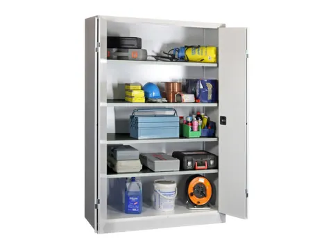 Vouwdeurkast 1950x1200x600mm 4legborden Verzinkt Ral7035 Front Ral7035