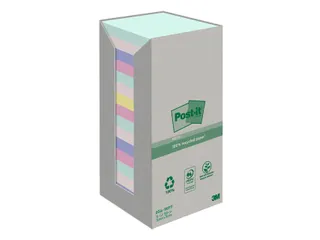 Memoblok 3m Post-it 654-1rpt 76x76mm 16 Stuks Recycled Assorti - 3