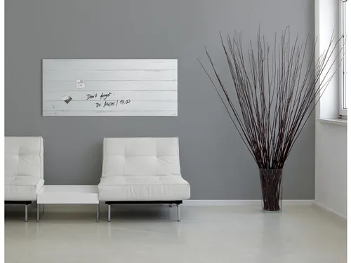Glasmagneetbord Sigel mat WHITE WOOD 130x55cm