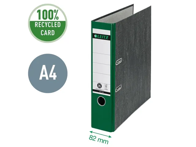 Ordner Leitz 1080 A4 80mm groen gewolkt 100% gerecycled karton