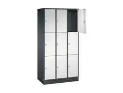 lockerkast,RAL 7021/RAL 7035,HxBxD 1950x920x500mm,3x3vakken,cil.-slot
