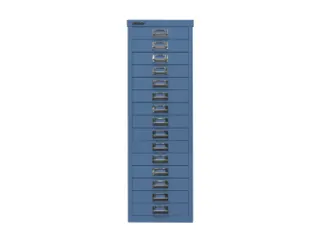 kantoor-ladekast HxBxD 860x279x380mm 15 laden romp + front blauw staal - 1