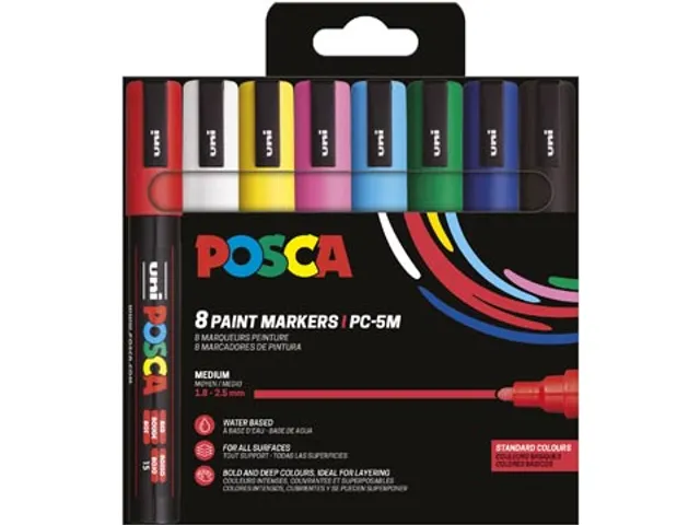 Uni POSCA paintmarker PC-5M 8 stuks in basiskleuren