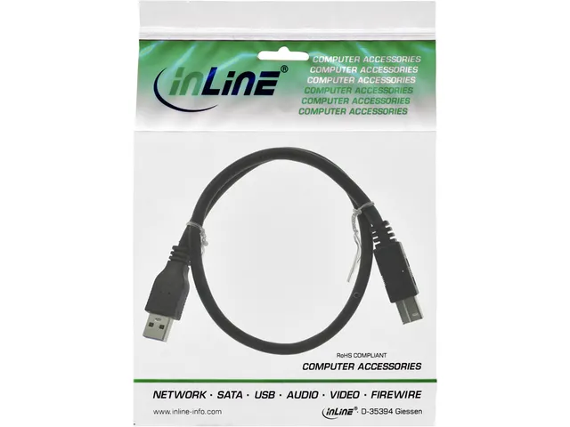 Kabel Inline USB-A USB-B 3.0 M 1.5 meter zwart
