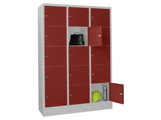 lockerkast,HxBxD 1850x1200x500mm,3x5vakken,RAL7035,front RAL3000 - 2
