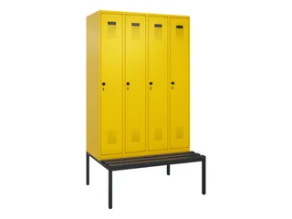 locker met bank,voor scheiding van kleding,HxBxD 2120x1200x815mm,4vak - 2