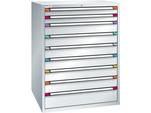 ladekast HxBxD 1400x1005x695mm 9laden RAL7035 front RAL7035