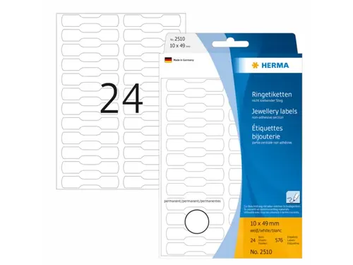 HERMA 2510 Ringetiketten 49x10mm Wit 576 stuks
