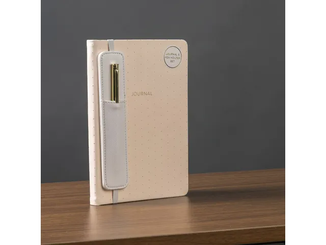 Carnet de notes avec stylo et étui ligné rose 15x20cm